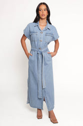 Griffin Shirt Maxi Dress - Denim
